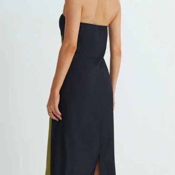 Commense Strapless Dress in Black and Olive - Picture 3 of 4